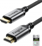Fasgear HDMI 2.1 kaabel 6.6ft 8K HDMI kaabel sertifitseeritud 48Gbps punutud nailon 8K@60Hz 4K@120Hz HDCP 2.3 jaoks eARC HDR10 3D Dolby &uuml;hildub X-Box One / PS5 / A-Person TV mustaga