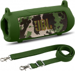 Khanka JBL Flip 7 Silikoonist &uuml;mbris koos eemaldatava &otilde;larihmaga, l&ouml;&ouml;gikindel pehme &uuml;mbris JBL Flip 7 kaasaskantavale Bluetooth-k&otilde;larile, ainult &uuml;mbris (oliivroheline)