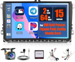 Android 15 2G + 64G autoraadio VW Golf 5 6 Passat Tiguan Polo Caddy Skoda Seat, traadita Carplay Android auto, 9-tolline raadio auto 2 DIN GPS / WiFi / Bluetooth / RDS / FM mikrofoniga