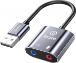 Biaze USB Sound Card USB to 3.5mm Jack Adapter Dual Aux Stereo Headphone Microphone External Sound Card for Windows Mac Linux PS4 PS5 Switch (Y65)