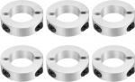 sourcing map 6 St&uuml;ck doppelt geteilte Schaftmanschette, 40 mm Bohrung, zweiteiliger Klemmkragen, 70 mm Au&szlig;endurchmesser, 18 mm Dicke, Aluminiumlegierung, Schraubspaltring
