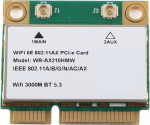 Zunate Wrieless v&otilde;rgukaart AX210HMW Triple Band 5374M (2,4 GHz 574Mbps v&otilde;i 5 GHz 2400Mbps v&otilde;i 6G) PCIE Gigabit Wi-Fi 6E adapter koos Bluetooth 5.2-ga 10, vaikimisi