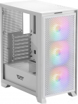darkFlash ATX Mid-Tower Gaming PC korpus, eelpaigaldatud 3 x 120 mm RGB ventilaatorit, eemaldatav suur v&otilde;rguga esipaneel, USB 3.0 v&otilde;imeline, karastatud klaasist k&uuml;lgpaneel optimaalse ventilatsiooni jaoks, valge (DRX70)