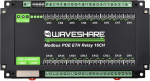 Waveshare 16-kohaline Ethernet releemoodul, Modbus RTU/Modbus TCP protokoll, Ethernet side, PoE tugi, erinevad isolatsiooni- ja kaitseahelad, t&ouml;&ouml;stusklassi r&ouml;&ouml;basteele paigaldatav korpus