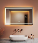 Vannitoa peegel LED taustavalgustusega, 100 x 60 x 3,5 cm peegel koos valgustusega, uduvastane, peeglivalgustus, 3 v&auml;rvi, pidev timmimine, puutetundlik l&uuml;liti