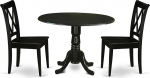 East West Furniture DLCL3-BLK-W 3-osaline k&ouml;&ouml;gilaua komplekt v&auml;ikestele ruumidele, sisaldab &uuml;mmargune s&ouml;&ouml;gilaud koos troppeliiduga ja 2 t&auml;ispuidust istekohta, 42" x 42,5", must