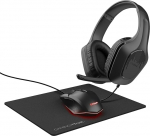 Trust Gaming GXT 790 Tridox Gaming PC komplekt - 50 mm juhi ja 3,5 mm pistikupesaga kerged peakomplektid, programmeeritav USB hiir 200-6400 DPI, hiirepad, m&auml;nguri seadistus arvutile/lauaarvutile - must