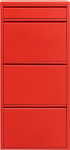 Kare Caruso Disainerjalatsikapp Punane metallist 4 klapiga jalatsiriiul 6 paarile kingadele Slim Space-Saving Tall Shoe Rack Sissep&auml;&auml;supind 115 x 50 x 15 cm
