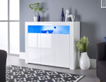 MMT Furniture Designs Ltd SIB-04 Buffet Sideboard kapp 3 uksega, matt ja k&otilde;rgl&auml;ikega, 116 cm lai, valge