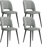 Komplekt 4 sametist s&ouml;&ouml;gitooli seljatoega, mugavad k&ouml;&ouml;gitoolid mustade metalljalgadega elutuppa, magamistuppa, s&ouml;&ouml;gituppa, tumehall