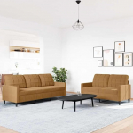 2-TLG. Sofagarnitur Set Braun Samt Diivan Bed mit ausgezeichneten Platz zum Entspannen f&uuml;r Plaudern und Fernsehen