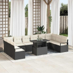 11-teiliges modulares Gartensofa-Set mit Kissen und Stauraum aus schwarzem Poly-Rattan f&uuml;r die Terrasse als Outdoor-Sofagarnitur