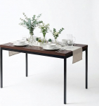 FurnitureR s&ouml;&ouml;gilaud, Vintage puidust mustriga k&ouml;&ouml;gilaud, metallraam, reguleeritavate jalgadega ristk&uuml;likukujuline k&ouml;&ouml;gilaud, s&ouml;&ouml;gituppa, elutuppa, 120 x 70 x 75 cm, pruun laud ja must laud