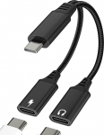 USB C Splitter (2in1) Adapter Kopfh&ouml;rer Typ C Ladeger&auml;t AUX Audio Dongle Dual Jack Port Kabel Adapter Konverter f&uuml;r iPad DAC Schnellladung f&uuml;r Apple iPhone 17 16 15 Pro Max Kompatibel mit Samsung