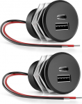 GZV USB-pistikupesa matkaauto 12 V, alumiinium, veekindel laadimispistikupesa 12 V, 48 W, USB-C paigalduskarp PD 3.0 ja QC 3.0 autole, matkaautole, paadile ja haagissuvilale