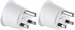 Electraline 70055 Reiseadapter Prantsusmaa/Europa auf S&uuml;dafrika, 2-poolne, Europa auf 3-poolne, valge (Packung mit 2)