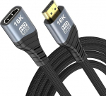 YIWENTEC 16K 10K 8K HDMI 2.2 pikenduskaabel, HDMI mees-naine kaabel, 16K @ 60Hz 10K 120Hz 4K 240Hz, Ultra High Speed 96Gbps &uuml;hildub TV Blu-Ray Laptop PS5 Xbox (0.5M)
