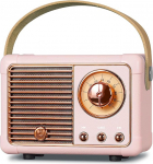 PRUNUS J-999 Mini Bluetooth-k&otilde;lar koos raadio FM-ga, laetav retro raadio Bluetooth-k&otilde;lar, Bluetooth 5.0 / hea heli, toetab USB/TF/AUX / k&auml;ed-vabad k&otilde;nesid (roosa)