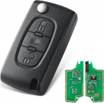 Heart Horse FSK 433MHz asendusauto v&otilde;tmepaneeli kaugjuhtimispult, 3 nuppu Key Shell Remote Key Peugeot 107 207 307 407 607 807 C2 C3 C4 C5 C6 Berlingo koos ID46 Chip HU83 tera (CE0536)