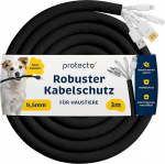 PROTECTO Paindlik loomade kaablikaitse, must, hammustuskindel, 3 m pikk/l&auml;bim&otilde;&otilde;t 9 mm kaablitoru - kassile ja koerale, kaitse toite- ja laadimiskaablile - valgustus, RCA ja HDMI | universaalne kaabel