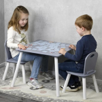 Kesper 17732 13 laste laud 2 tooliga, materjal: Materjal: puitkiudplaat, m&otilde;&otilde;tmed: materjal: puitkiudplaat: 55 x 55 x 45 cm, V&auml;rv: valge, hall