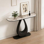 Schmale Konsole mit Metallrahmen,Moderne Eingangstisch mit Sintersteinplatte,Stabile Struktur Sofatisch,f&uuml;r Flur,Eingangsbereich,Foyer,Wohnzimmer(Black1,90 * 30 * 80cm)