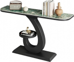Moderne Konsole, Schmaler, Langer Sofatisch Mit Geometrischem Metallgestell, Sofatisch F&uuml;r Die R&uuml;ckseite Couch Oder Als Tisch F&uuml;r Den Eingangsbereich(Black-C,100x30x80cm)