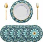Tischsets, runde , 4er-Set, Boho-Ethno-T&uuml;rkis-Mandala-Esstisch-Tischsets, K&uuml;chen-Tischset, hitzebest&auml;ndige for Zuhause, Urlaub, Party(Multi-Colored 106)