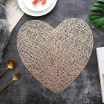 Tischset PVC Abwaschbar, 6er Set Herzf&ouml;rmig Platzsets f&uuml;r k&uuml;che Speisetisch Hotel, Platz-Matten, Ros&eacute;gold, 39x38cm