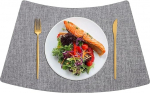 Tischset aus Kunstleder, Keil-Tischsets for runde Tische, waschbares und hitzebest&auml;ndiges PU-Tischset (grau, 4er-Set)(Light Gray,Set of 4)