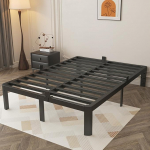 Lit Double 140 x 200 cm, Cadre Noir Avec Pattines Antid&eacute;rapantes et Grand Espace de Rangement (41 cm), id&eacute;al Pour la Chambre &agrave; Coucher et la Chambre d'Amis