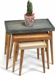 Rustic Solid Wood 3-osaline pesitsuslaudade komplekt - K&auml;sitsi valmistatud ruumi s&auml;&auml;stev k&uuml;ljelaua komplekt