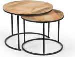 iAnanas 2 &uuml;mmarguse kohvilaudade komplekt &Uuml;mmargused k&uuml;ljelauad Mango Wood Iron Modern Rustic Design Space Saving Accent Furniture Mitmek&uuml;lgne m&ouml;&ouml;bel Elutuba Magamistoas Kohvilaud Elutoa laud