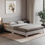 Vida Designs Victoria voodiraam polsterdatud peaplaadiga magamistoam&ouml;&ouml;bel (4ft Double) Silver Velvet UKFR sertifitseeritud