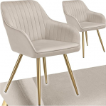 tectake s&ouml;&ouml;gitoatoolid, Tepitud sametist kangast tool, k&auml;etoedega, s&ouml;&ouml;gikomplekt, k&ouml;&ouml;gitoolid, kaasaegne, hubane elutuba, s&ouml;&ouml;gituba, garderoobitool, Taupe/kuldne, 2 tk.