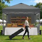 Raynesys Pop Up Gazebo 10 inimesele, &uuml;he nupu seadistamine, telk, 3 x 3 m kokkuklapitav Gazebo k&uuml;lgseinaga, kaasaskantav peotelk, p&auml;ikesekaitse &uuml;rituste, pidude, telkimise, aia jaoks, Hall