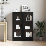 Bodenvitrine, 3-st&ouml;ckiges hohes B&uuml;cherregal mit Glast&uuml;ren, 3 W&uuml;rfelregalen, B&uuml;cherregal, Sideboard, Schrank f&uuml;r Schlafzimmer, Wohnzimmer, K&uuml;che, Home Office (Schwarze Eiche)