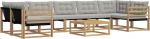 Garten Lounge-Set 8-Teilig aus Akazienholz, Modulare Outdoor Sofagarnitur mit Textilene, Flexibles Loungem&ouml;bel-Set f&uuml;r Terrasse und Garten, Modernes Design, Sitzkapazit&auml;t f&uuml;r 7 Personen