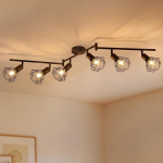 Gr4tec laepunktivalgusti LED 6 lambid E14, Vintage laevalgusti t&ouml;&ouml;stuslikus stiilis, metallist laepunktivalgustid, must, laepunktivalgustid k&ouml;&ouml;ki, elutuppa, magamistuppa, lambid ei kuulu komplekti