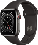 Apple Watch Series 6 (GPS + mobiilside, 40 mm) roostevabast terasest korpus, grafiit, must spordirihm (uuenenud)