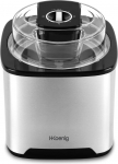H.Koenig SRB80 Ice Cream Maker, Capacity 2 L, 12 W, Stainless Steel, 30 to 40 min Preparation, 30 RPM, Automatic Shut-Off, Transparent Lid, Removable Container, Silver