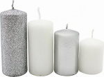 Dekohelden24 kihilised k&uuml;&uuml;nlad, advendik&uuml;&uuml;nlad, advendik&uuml;&uuml;nlad, h&otilde;bedased ja valged, 4 suurust, k&otilde;rgus 5-10 cm, l&auml;bim&otilde;&otilde;t 4 cm, 280 g