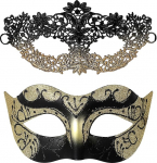 Oidea Maskerade Maske f&uuml;r Paare: Spitze venezianische Halbgesichtsparty Masken Set Halloween Kost&uuml;m Abschlussball Karneval Fasching Maske