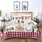 J&otilde;uluvaipade komplekt, rustikaalne j&otilde;uluvana, j&otilde;ulupuu, lumeinimese muster, tr&uuml;kitud voodipesu, pehme mikrofiiberpadi, 90 x 90 tolli