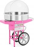Royal Catering RCZC-1200XL XXL Cotton Candy Machine with Trolley and Cover Spit Protection (Diameter 72 cm, 1,200 W, 1 Unit / 60 Seconds, Includes Accessories) Pink