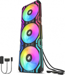 AsiaHorse 3-in-1 arvuti korpuse ventilaator, 3 x 120 mm ARGB ventilaatorit 56 adresseeritava LED-iga, CPU PWM-juhtimisega, arvuti jahutusventilaator emaplaadi Aura Sync, 800-1800 RPM, must