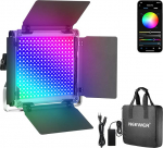 NEEWER 660 PRO 50W RGB LED-videovalgustuspaneel koos rakenduse juhtimisega, 360&deg; t&auml;isv&auml;rviline videovalgus CRI 97 koos Barndoor / U-kinnitusega stuudio pidevvalgustuse fotograafia jaoks