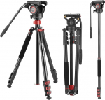 NEEWER 72-tolline vedelpea videomonopood, DJI RS Gimbaliga &uuml;hilduv kiirkinnitusplaat, 360&deg; p&ouml;&ouml;re ja +90&deg;/-70&deg; kallutus DSLR-kaamera videokaamerale, maksimaalne koormus 8 kg, TP72A