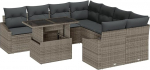 Rantry 9 osa Garten Diivan Set mit Kissen Grau Poly Rattan Gartenlounge Model3348975