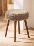 Dekoleidenschaft Stool Lambanahk puidust ja kunstkarusnahast Diameeter 35 x 45 cm